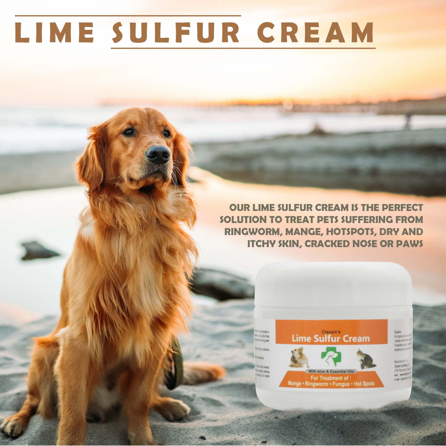 Crema y spray para la piel de mascotas con azufre y lima