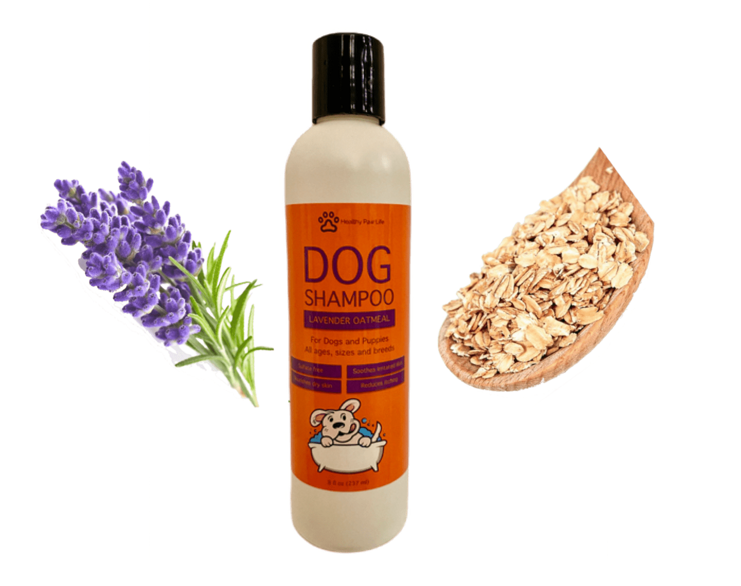 Champú para mascotas con avena y lavanda