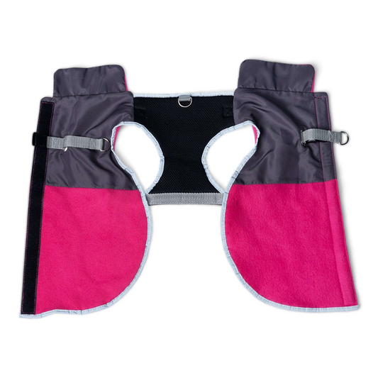 2-in-1 Thermal Dog Fleece Jacket with Integrated Harness - Fuschia | American Pet Supplies