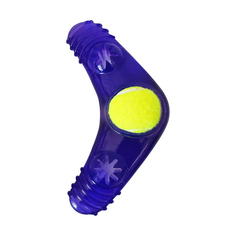 Boomerang con relleno de golosinas y chirriador con pelota de tenis