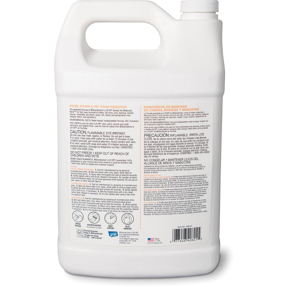 Quitamanchas para mascotas/alimentos/bebidas Lift Off de Mötsenböcker - Botella de 128 fl oz (4 cuartos) - 1 unidad - Blanco