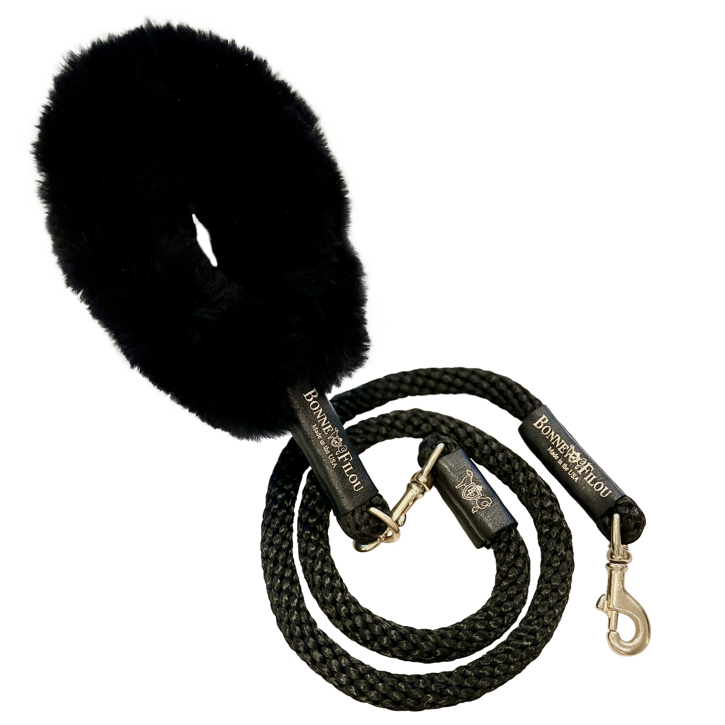 Paquete de agarre de piel de oveja + correa de cuerda para perros