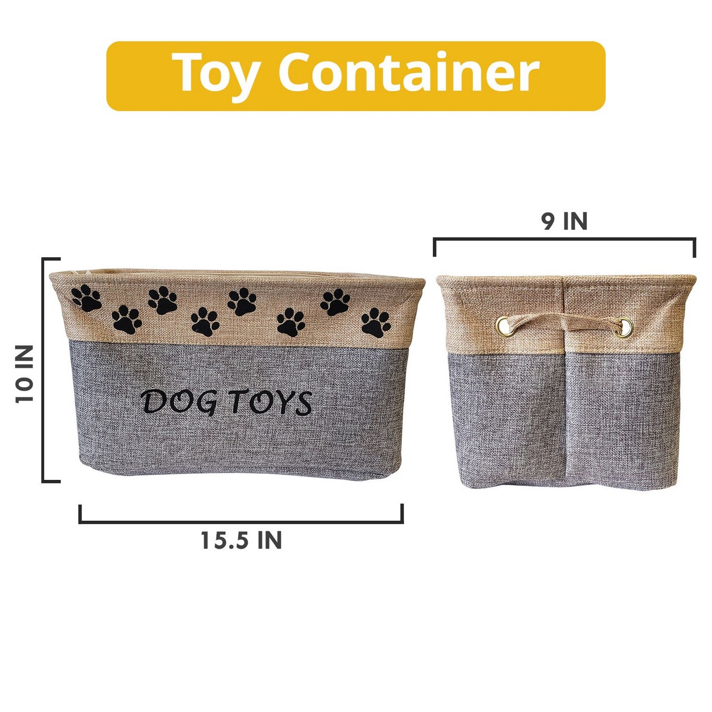 Cesta de almacenamiento de juguetes para perros de tela plegable - Contenedor de juguetes para mascotas