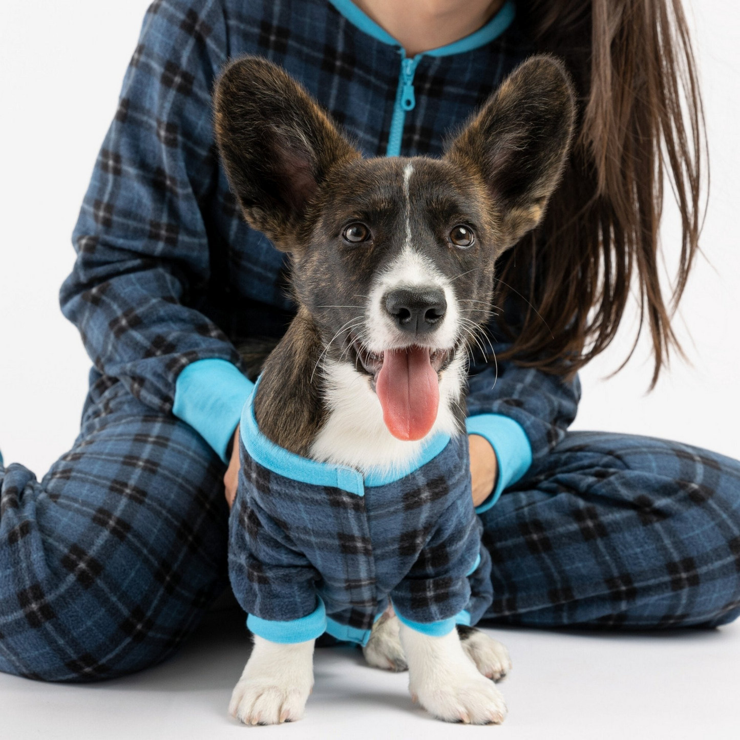 Pijama para perro a cuadros - Azul