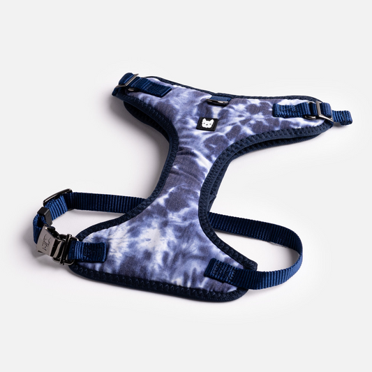 Poplin Dog Harness - Blue Tie Dye | Silver Paw