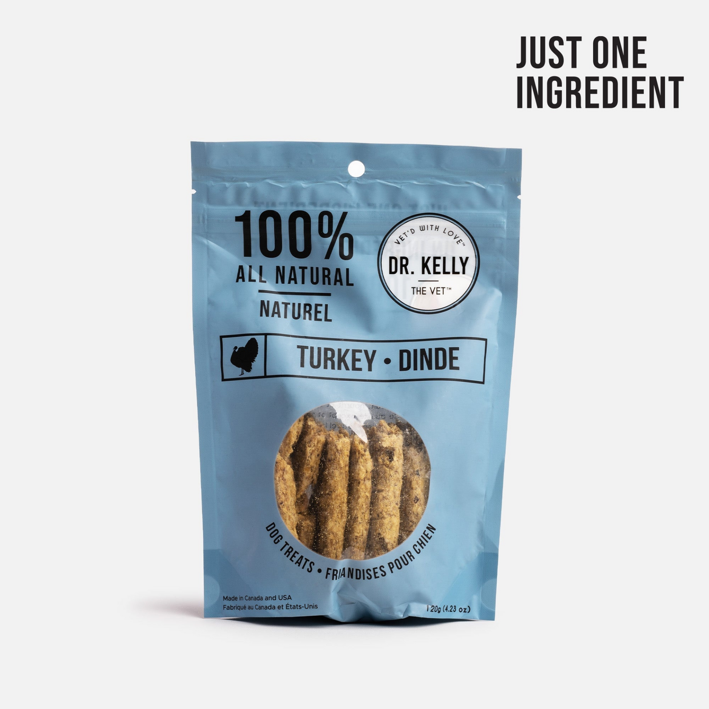 Paquete de 4 golosinas para perros 100% naturales Dr. Kelly The Vet - Pavo 120 g/cada uno