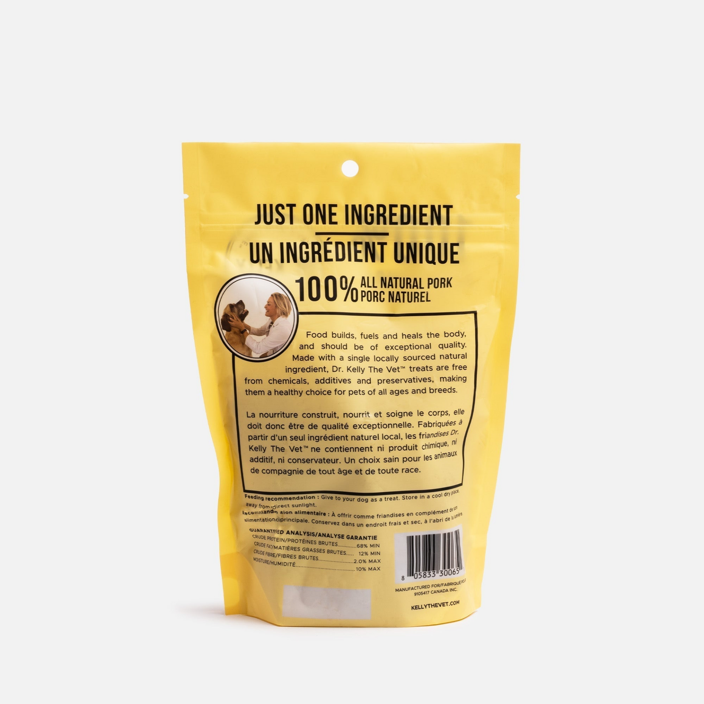 Paquete de 4 golosinas para perros 100% naturales Dr. Kelly The Vet - Cerdo 100 g / cada uno
