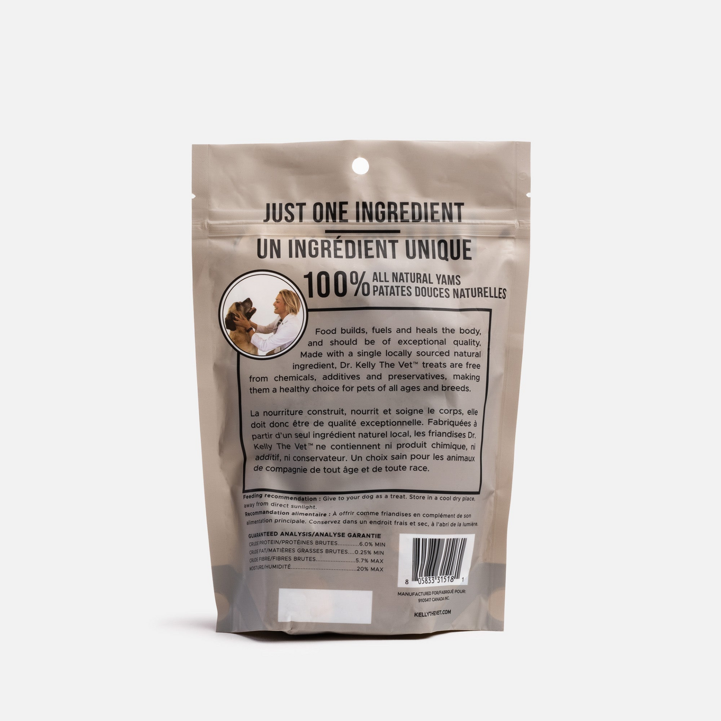 Paquete de 4 - Dr. Kelly The Vet Golosinas para perros 100% naturales - Yam
