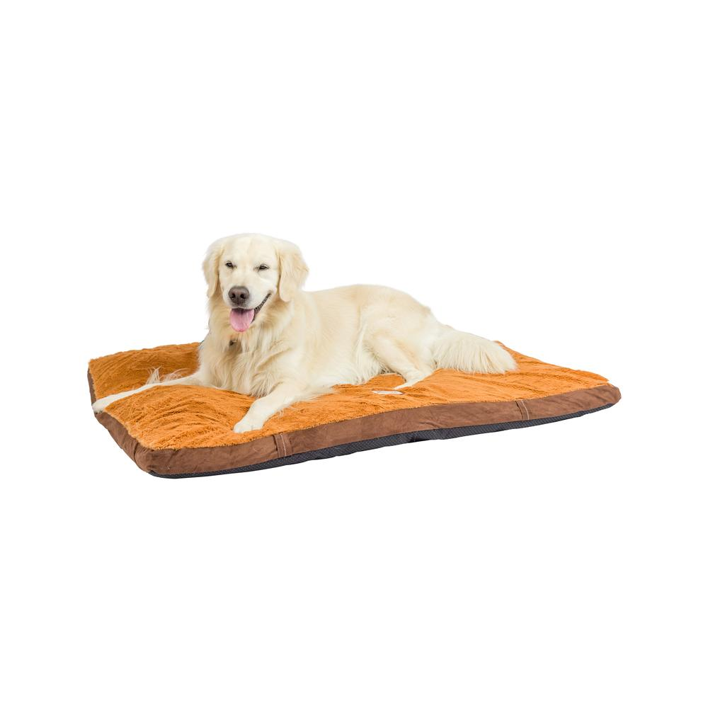 Armarkat Alfombrilla extragrande para cama para mascotas en color moca y marrón tierra, ante sintético y felpa suave