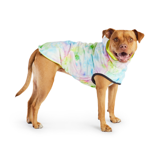 Reversible Dog Raincoat - Neon Yellow with Tie Dye | GF Pet