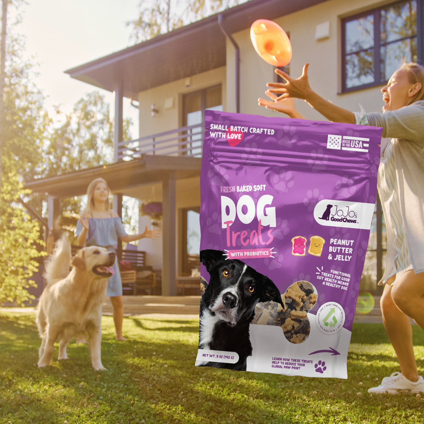 Golosinas masticables suaves para perros con mantequilla de maní y gelatina recién horneadas (paquete de 2)