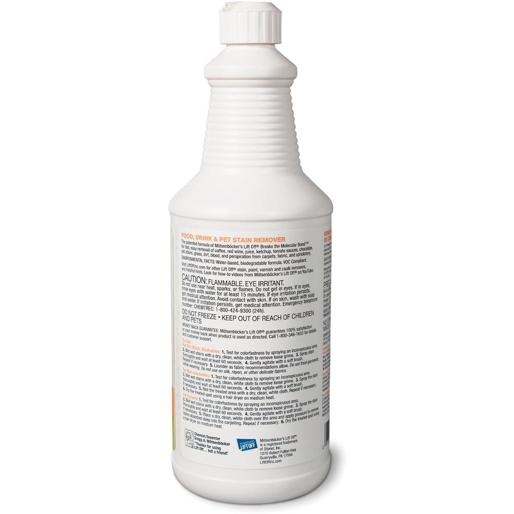 Quitamanchas para mascotas, bebidas y alimentos Lift Off de Mötsenböcker - Botella de 32 onzas líquidas (1 cuarto de galón) - 1 unidad - Blanco