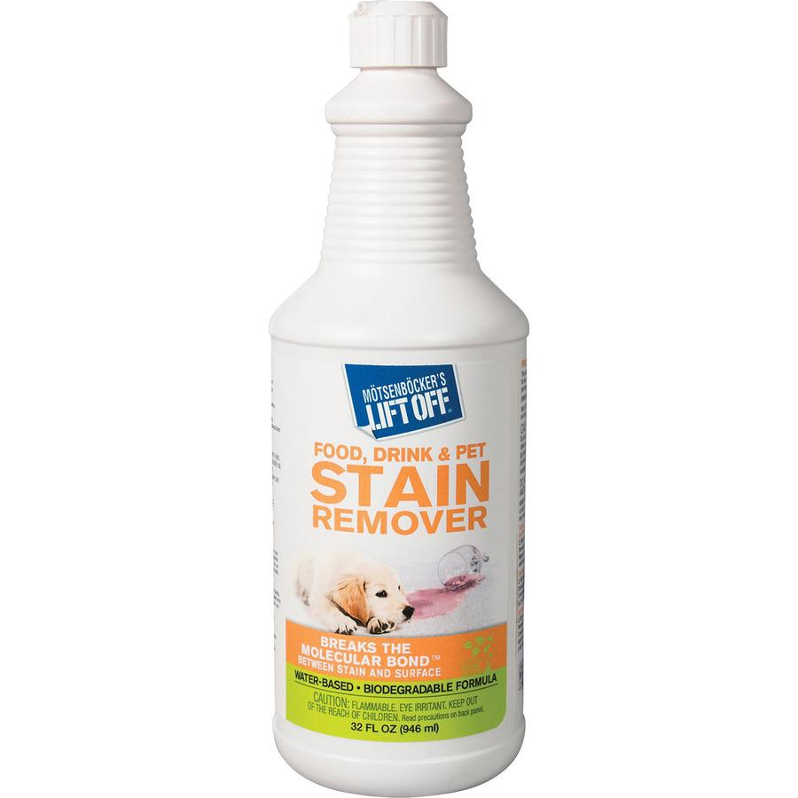 Quitamanchas para mascotas/alimentos/bebidas Lift Off de Mötsenböcker - Botella de 32 onzas líquidas (1 cuarto de galón) - 6/caja - Blanco