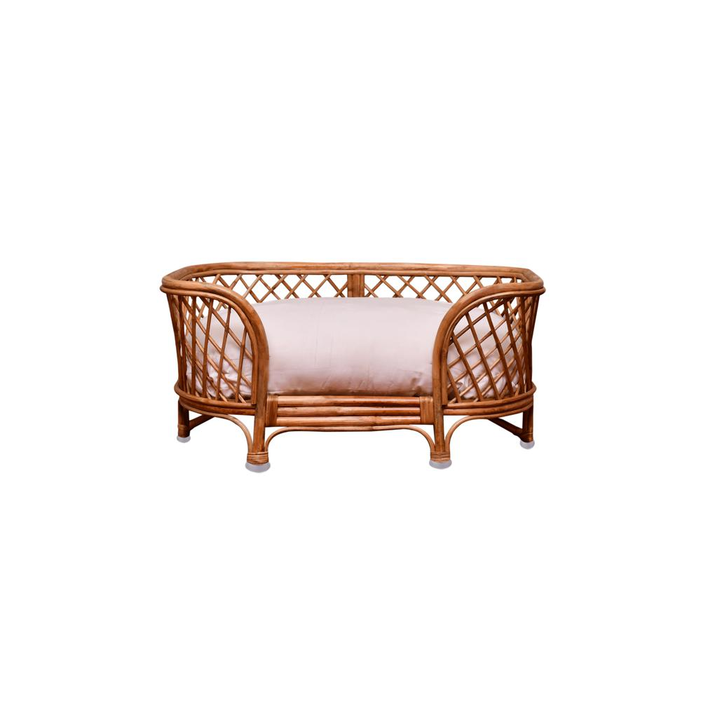 Elegante cama para mascotas de ratán con cómodo cojín