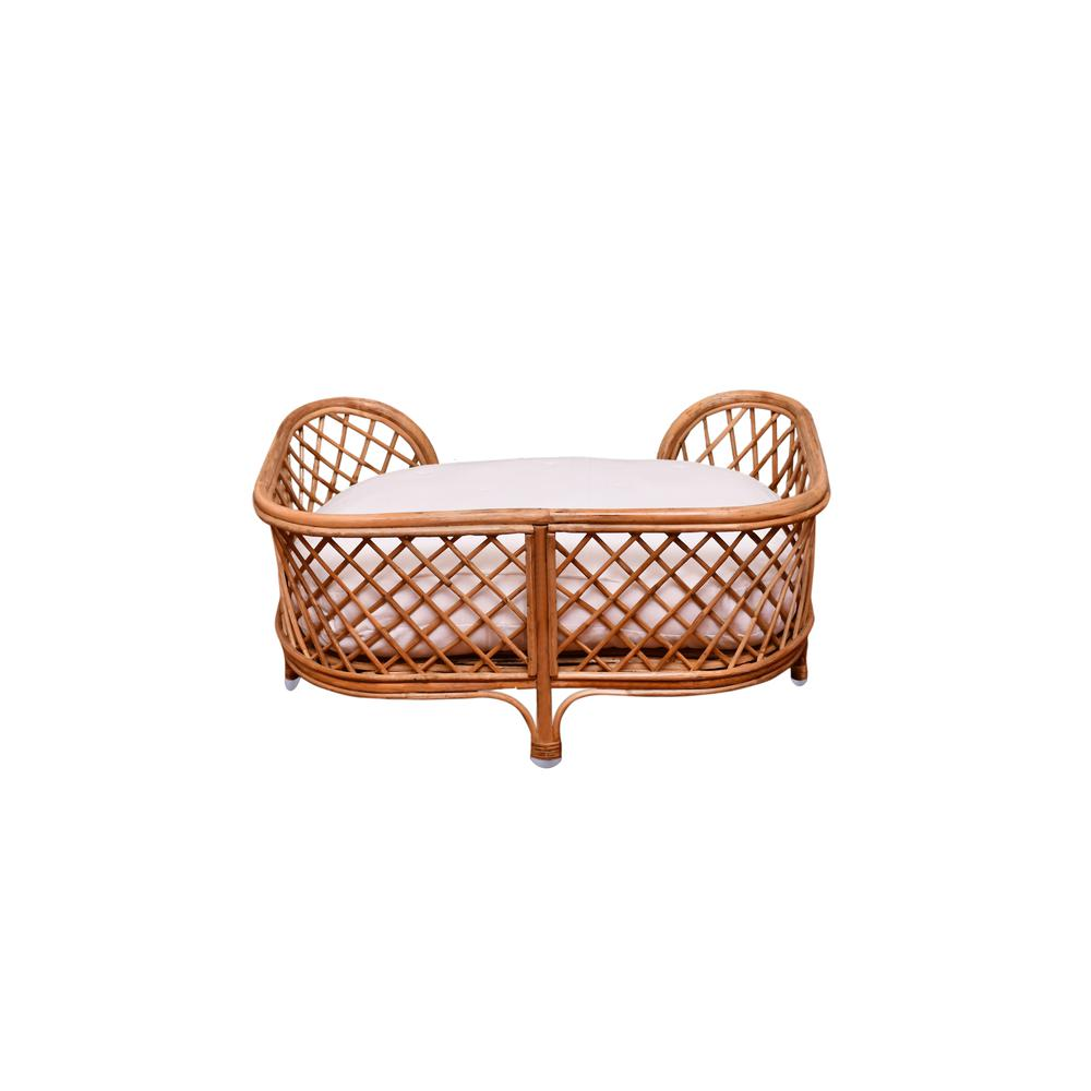 Elegante cama para mascotas de ratán con cómodo cojín