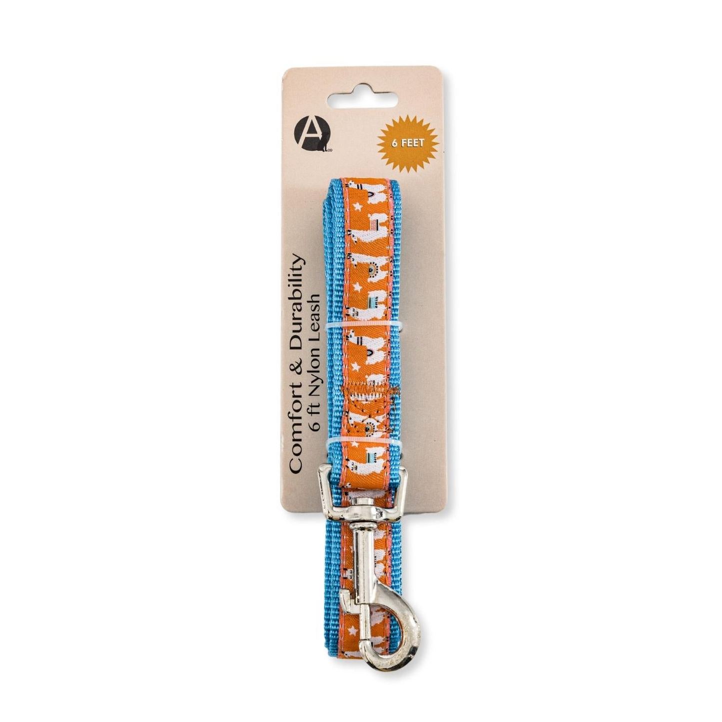 Elegante correa de nailon para perros con diseño de llama bordado (6 pies)
