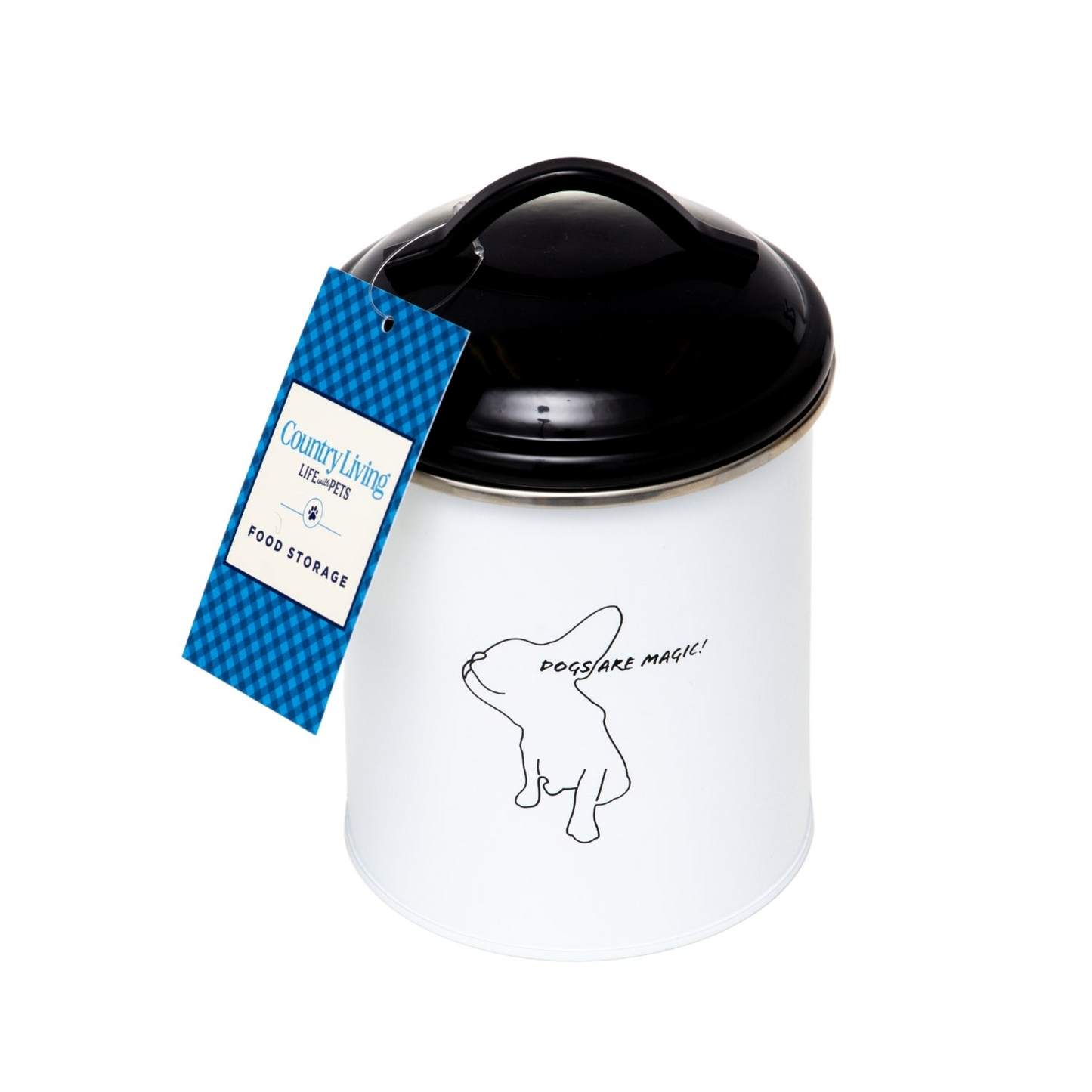 Botes de almacenamiento de comida y golosinas para mascotas en blanco y negro (juego de 3)