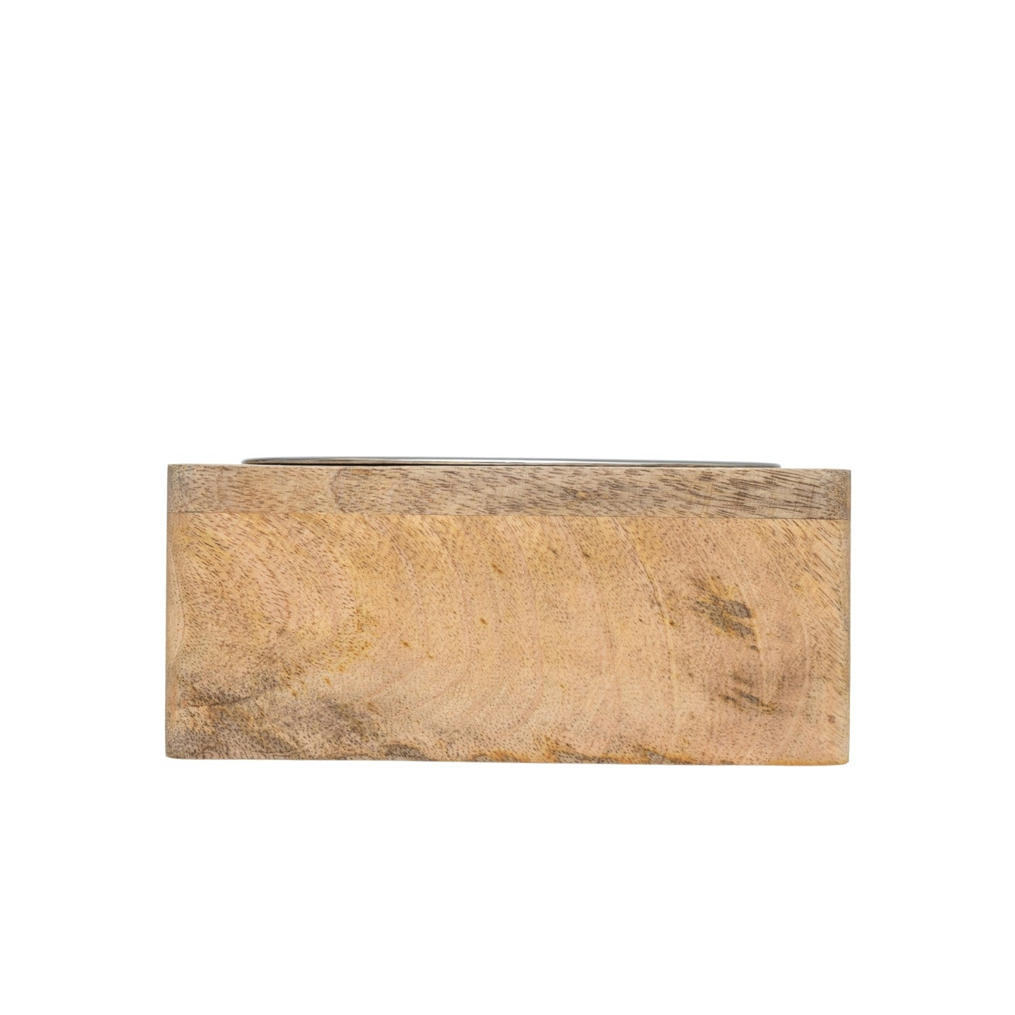 Tazón para perros de acero inoxidable con soporte cuadrado de madera de mango (1 qt)
