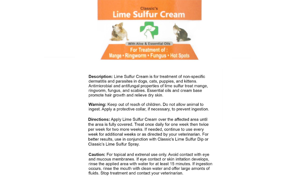 Crema para la piel de mascotas con azufre y lima