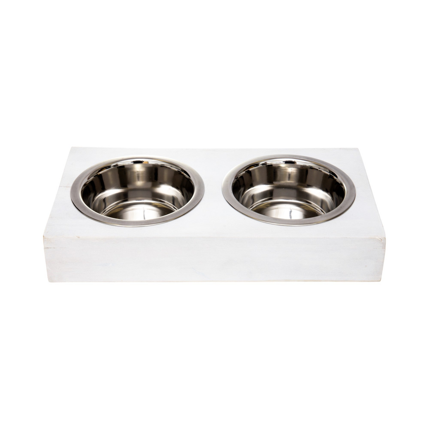 Comedero elevado de madera para perros ecológico (blanco envejecido)