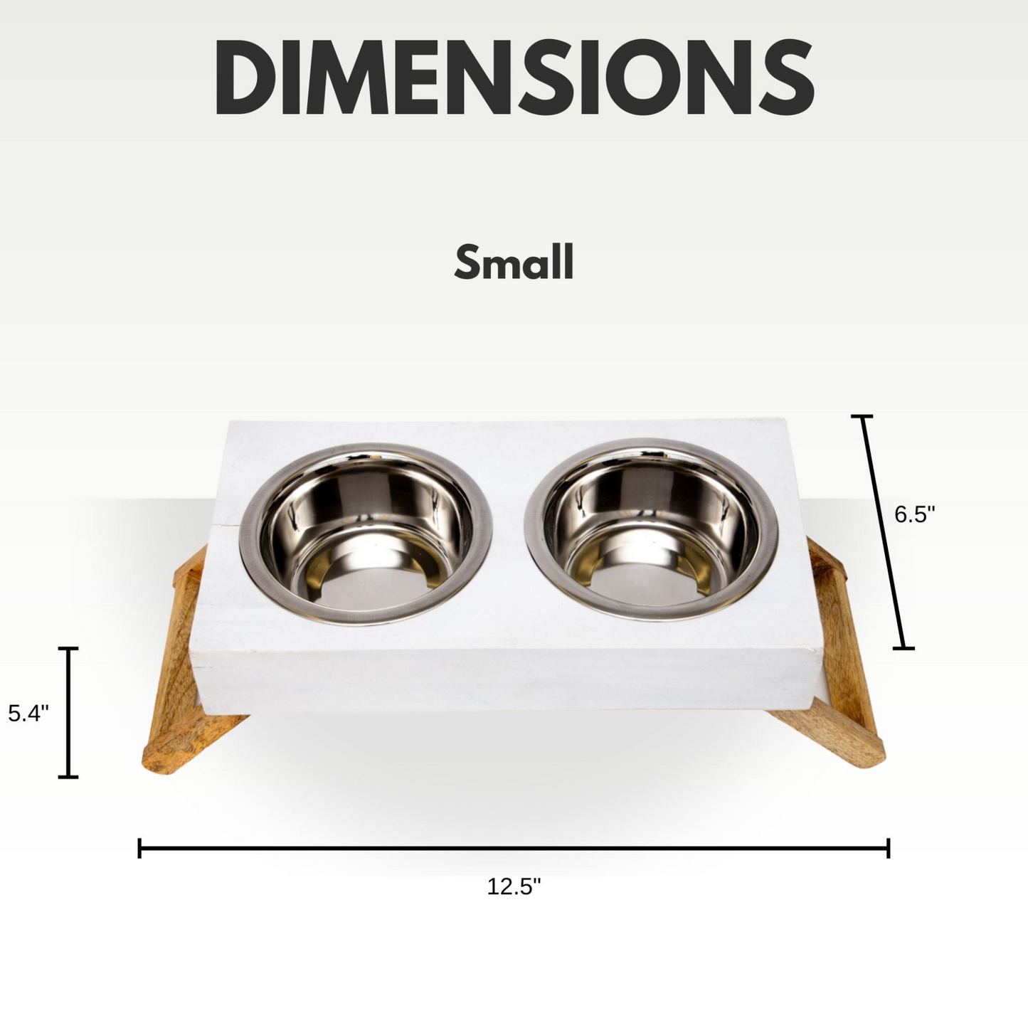 Comedero elevado de madera para perros ecológico (blanco envejecido)