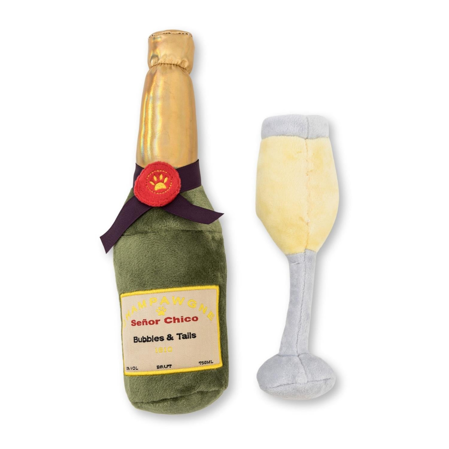 Combo de juguetes para perros de peluche arrugados y chirriantes Champagne-Cheers