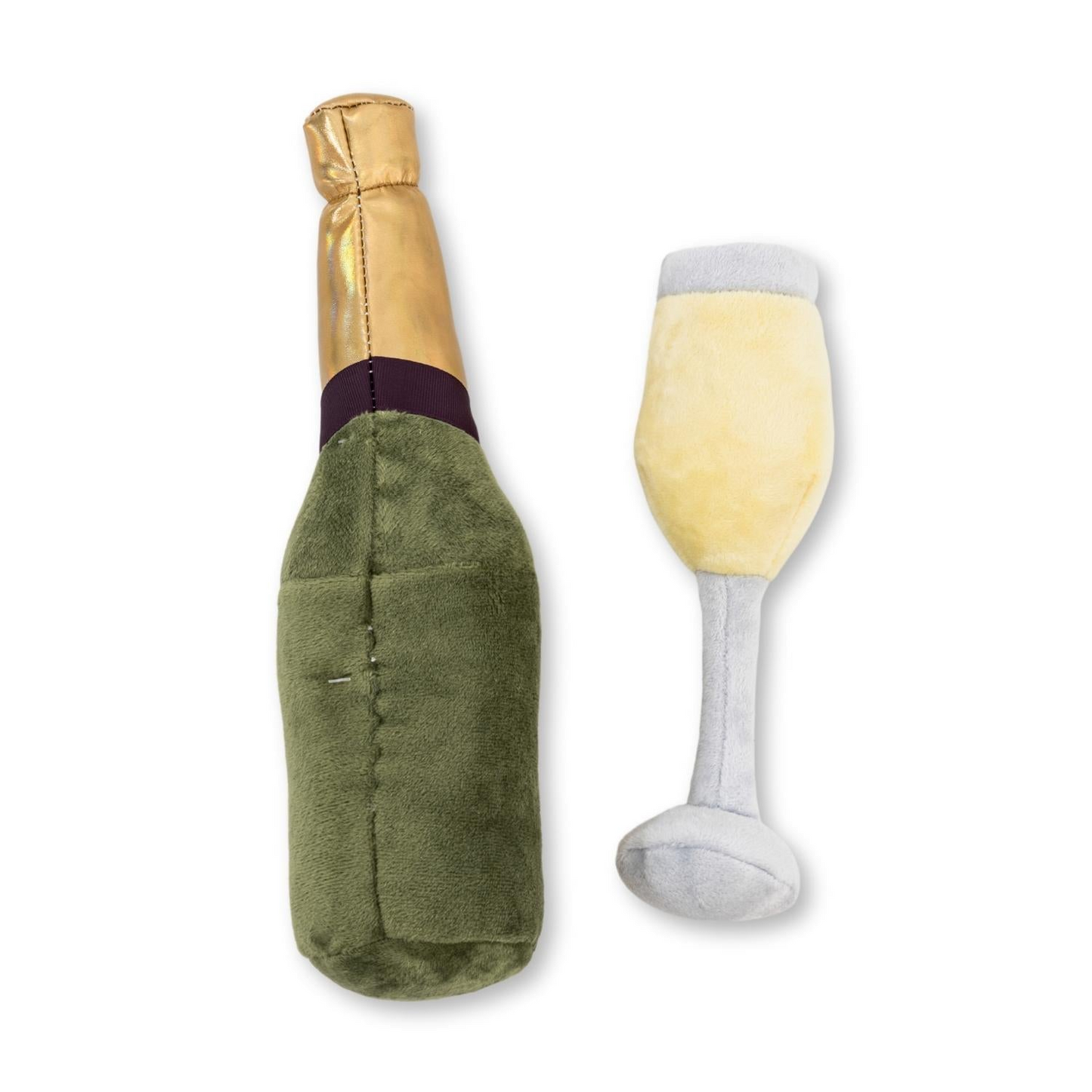 Combo de juguetes para perros de peluche arrugados y chirriantes Champagne-Cheers