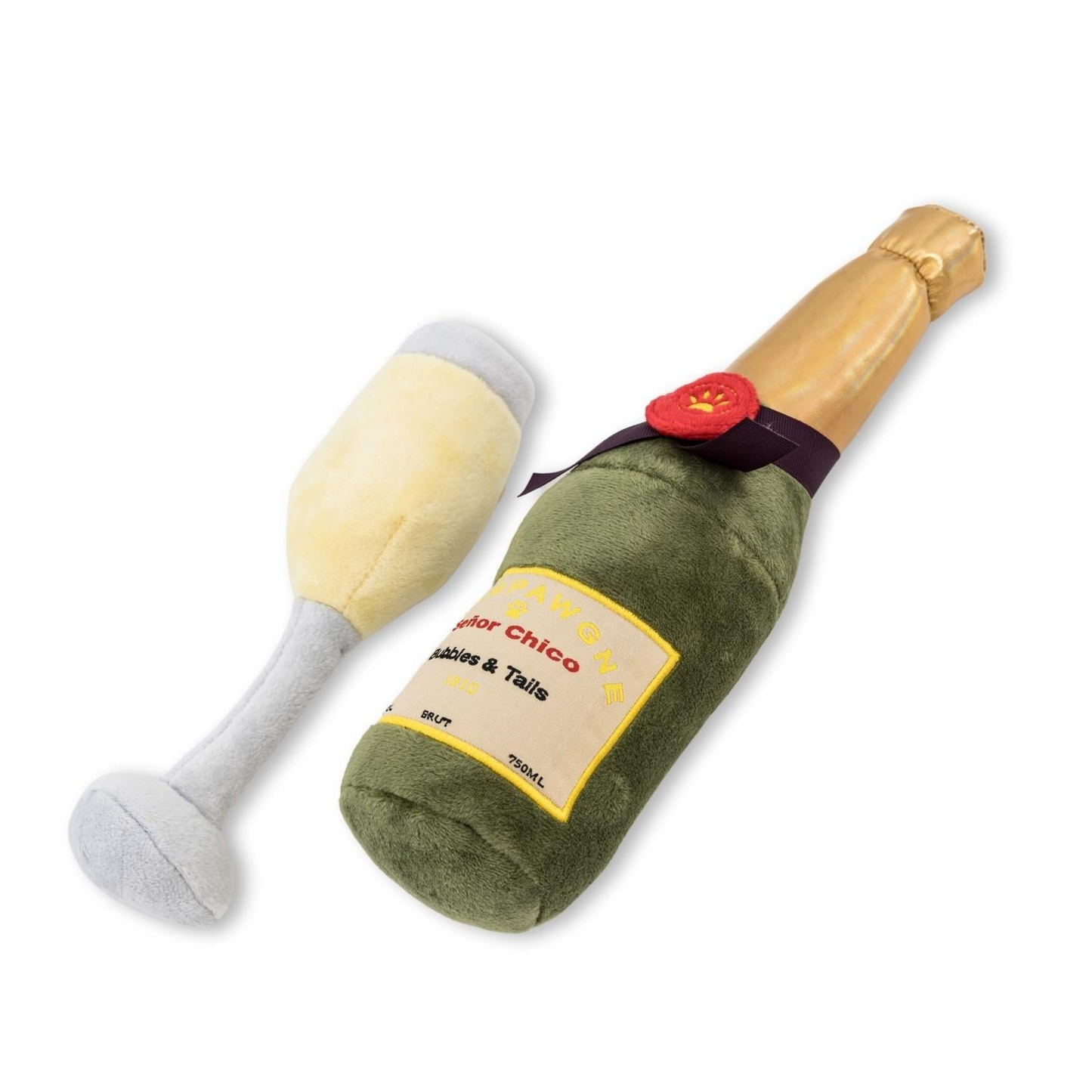 Combo de juguetes para perros de peluche arrugados y chirriantes Champagne-Cheers