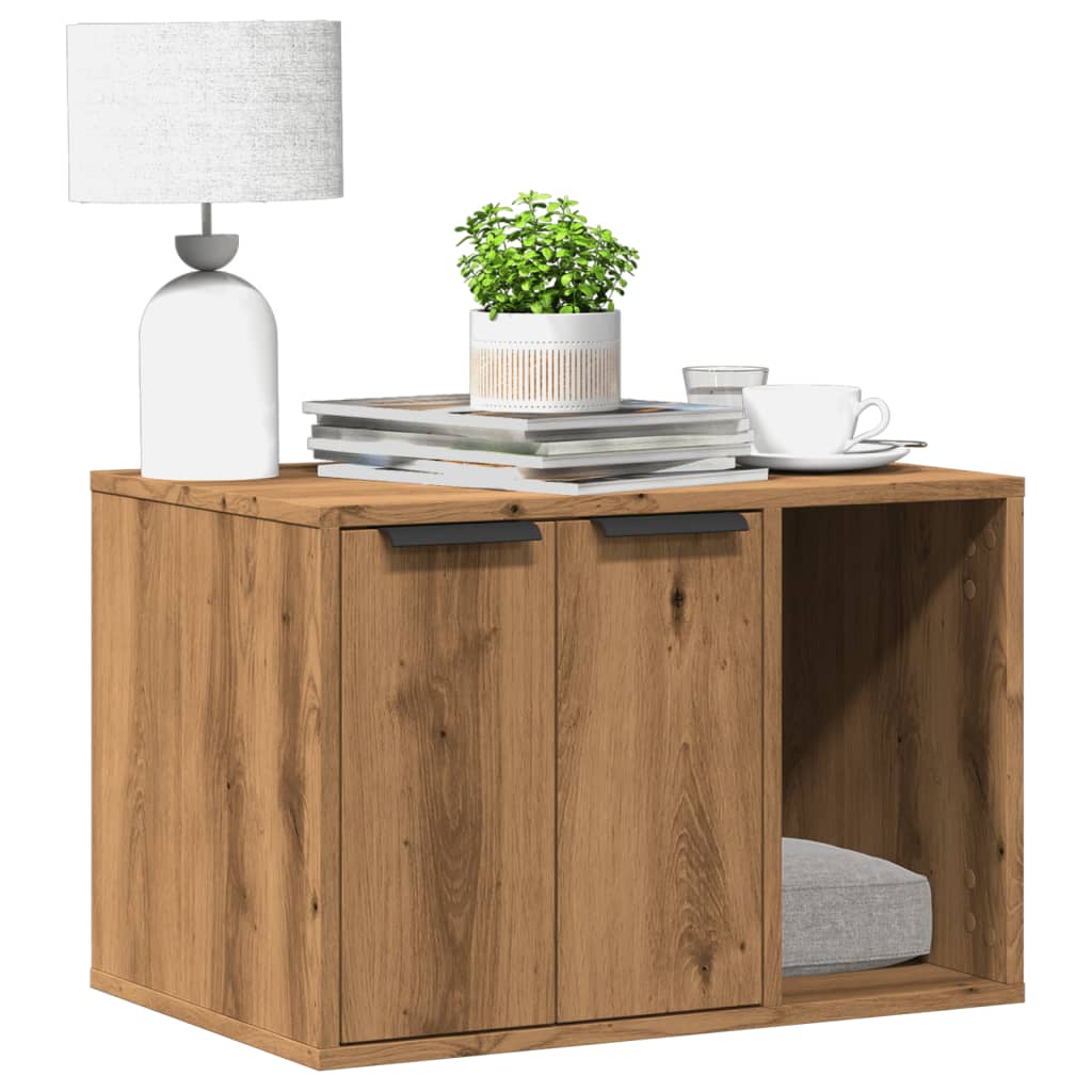 Hidden Cat Litter Box Enclosure with Open Shelf – Engineered Wood | Available in 7 Colors