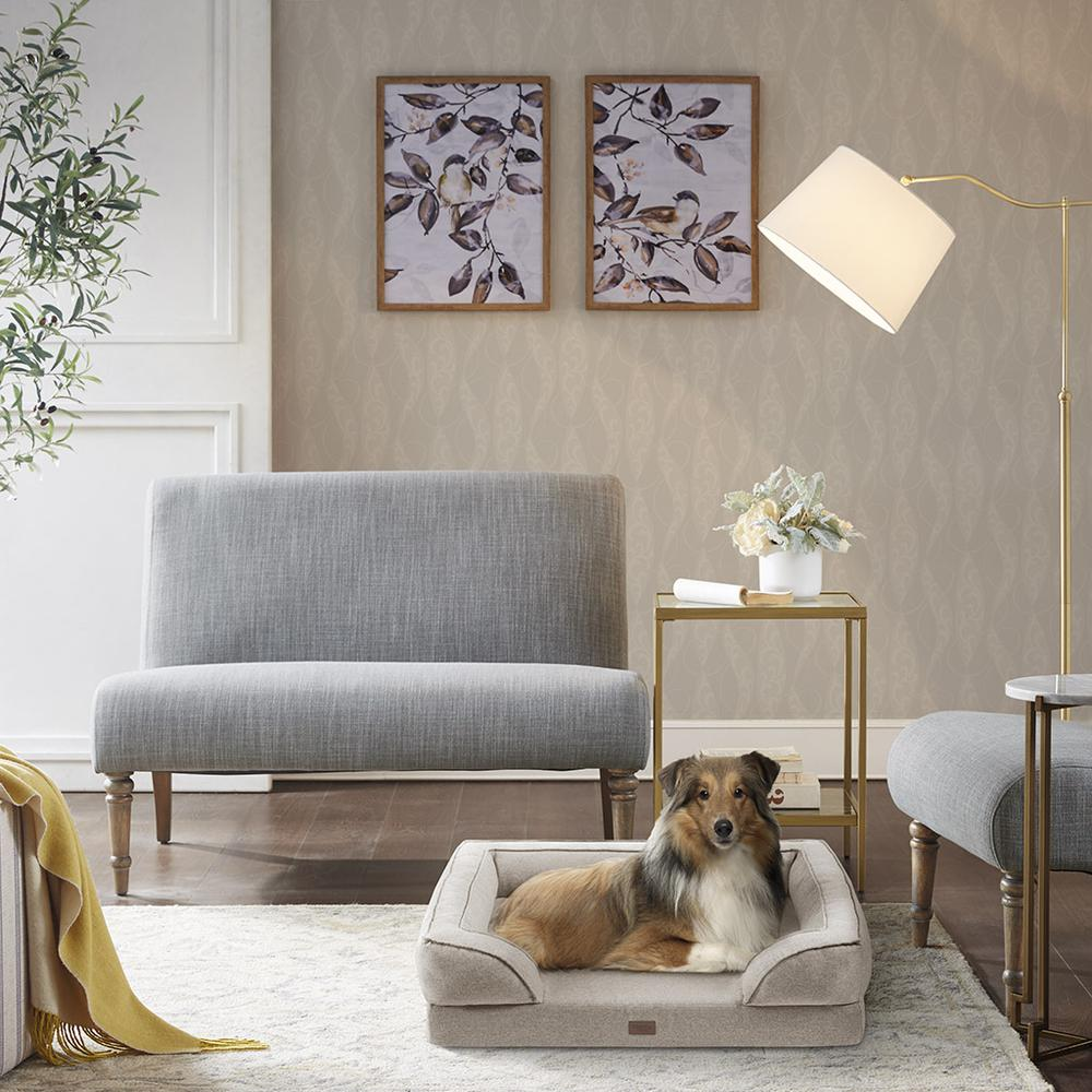 Sofá para mascotas Martha Stewart Bella - Cama para perros color canela con espuma viscoelástica