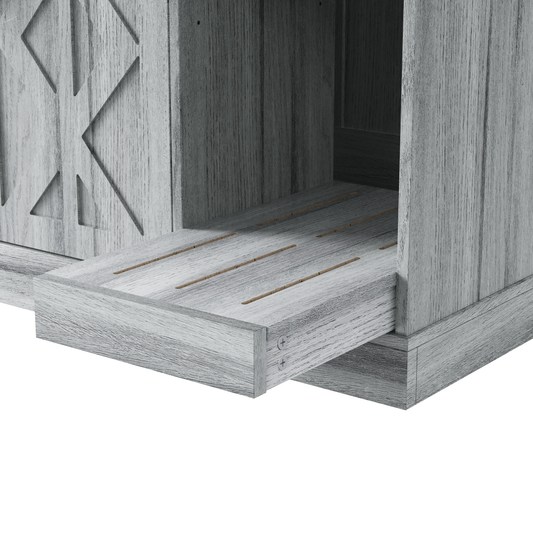 41" Cat Litter Box Cabinet with Power Outlet, Litter Catcher & Storage Shelves – Gray