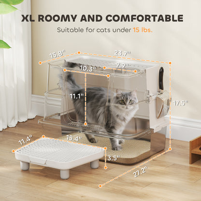 XL 3-in-1 Enclosed Stainless Steel Cat Litter Box with Flip Top, Dual Entry & Deodorizer