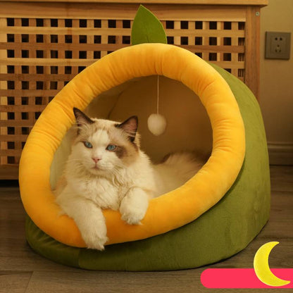 Semi-Enclosed Polar Fleece Cat House – Deep Sleep Warmth | 3 Sizes & 3 Colors