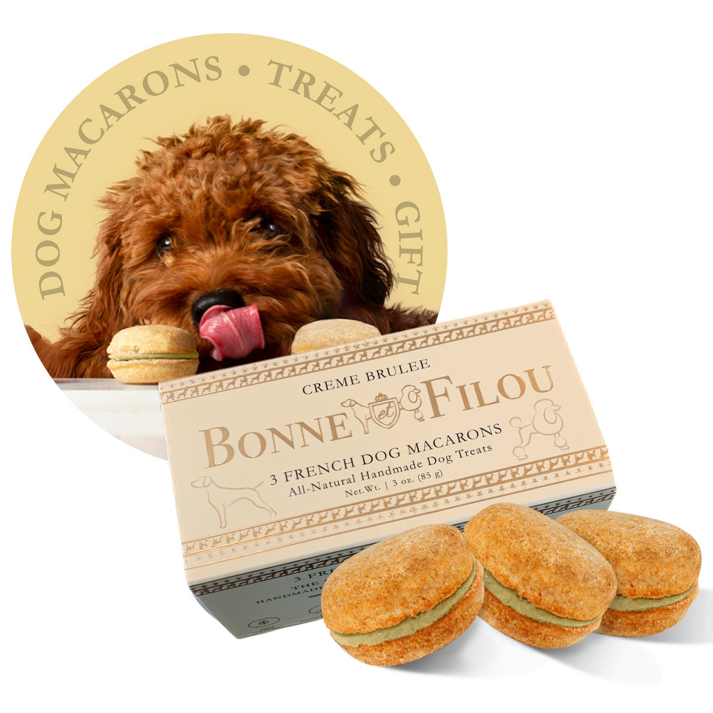 Bonne et Filou Dog Macarons (Box of 3)