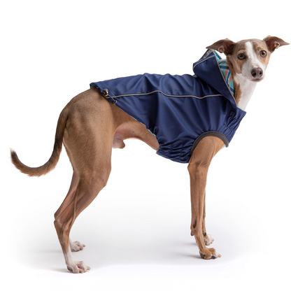 Reversible Elasto-Fit Dog Raincoat - Navy