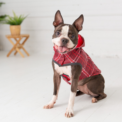 Reversible Elasto-Fit Dog Raincoat - Red