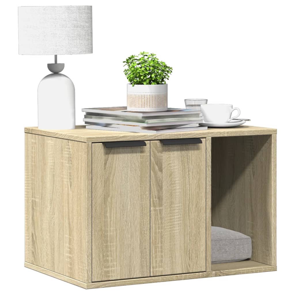 Hidden Cat Litter Box Enclosure with Open Shelf – Engineered Wood | Available in 7 Colors