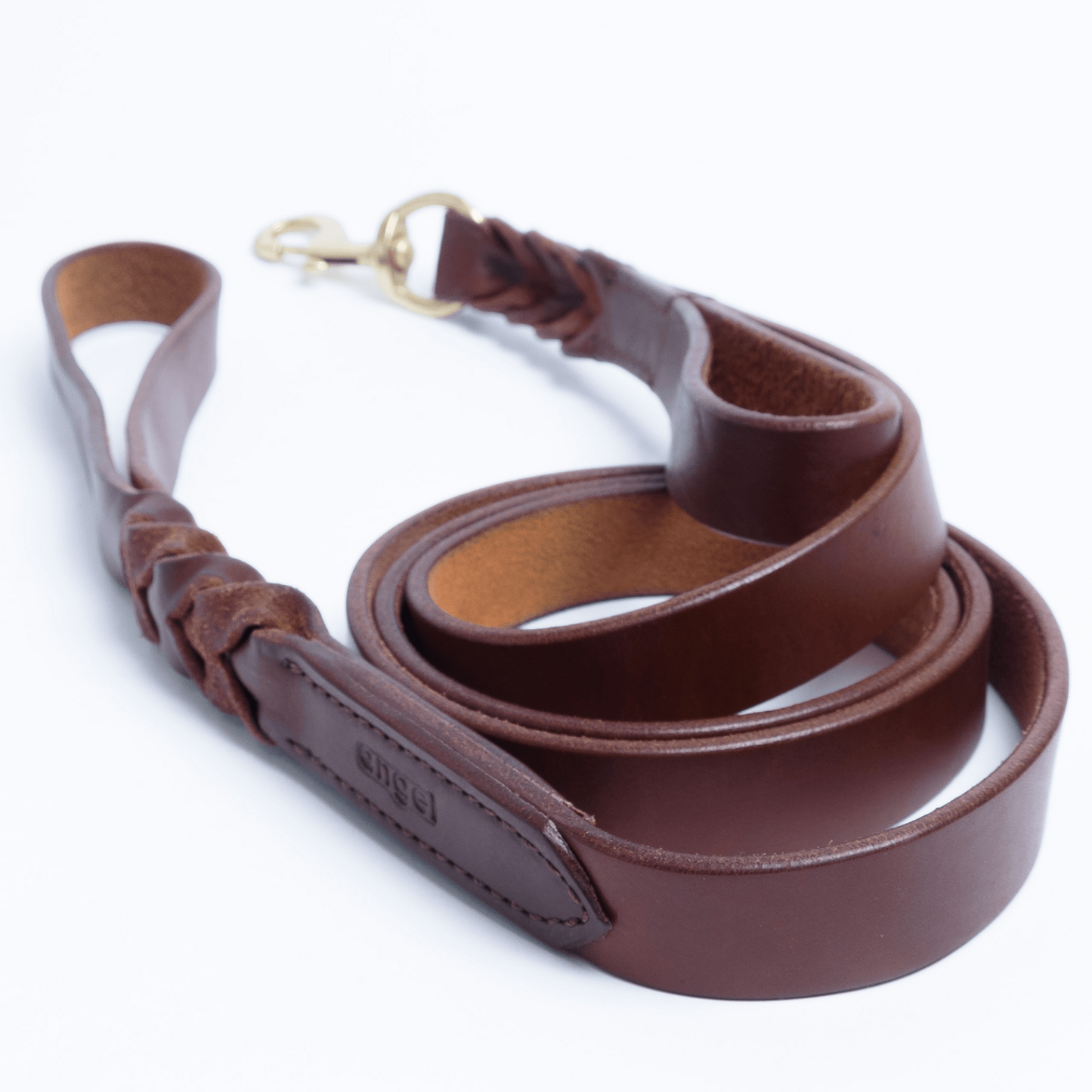 Genuine Leather Braided Dog Leash with Double Handle