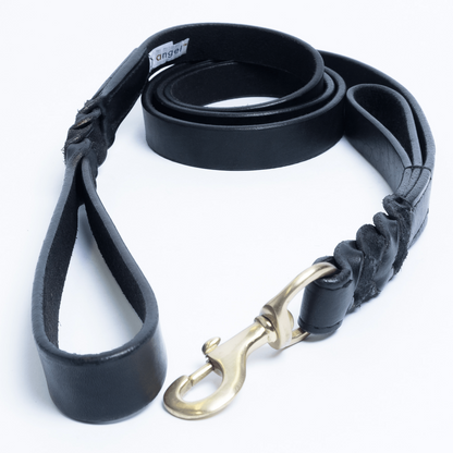 Genuine Leather Braided Dog Leash with Double Handle