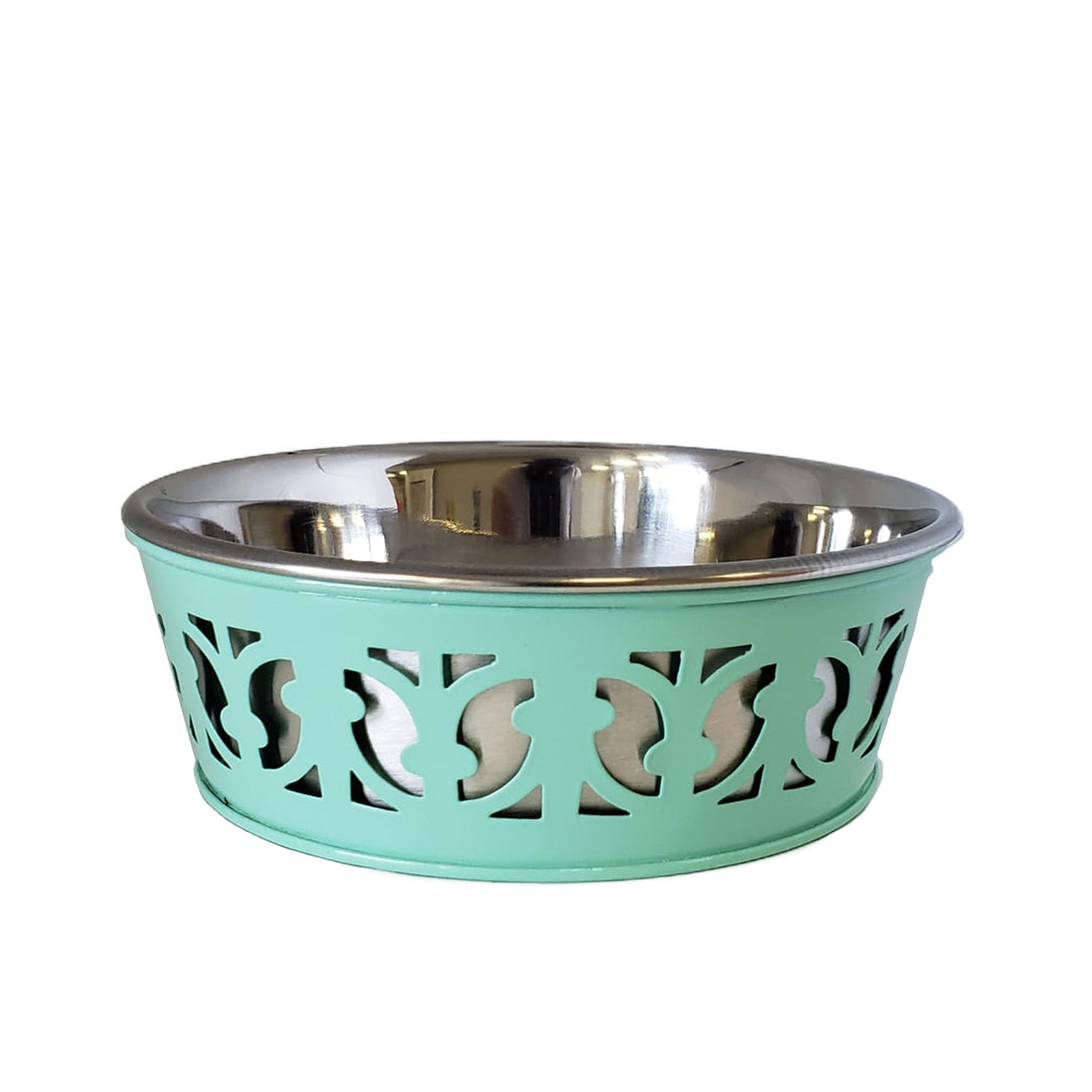 Stainless Steel Country Farmhouse Dog Bowl, RE Mint Green