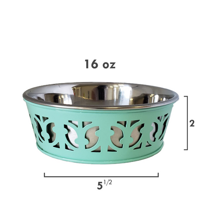 Stainless Steel Country Farmhouse Dog Bowl, RE Mint Green