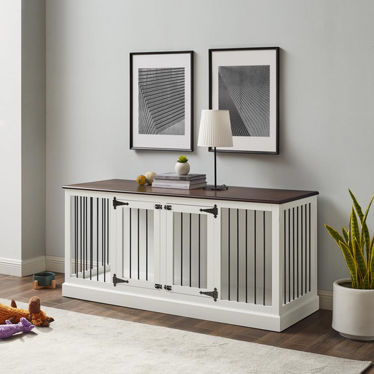 Winslow Medium Credenza Pet Crate - White/Dark Brown