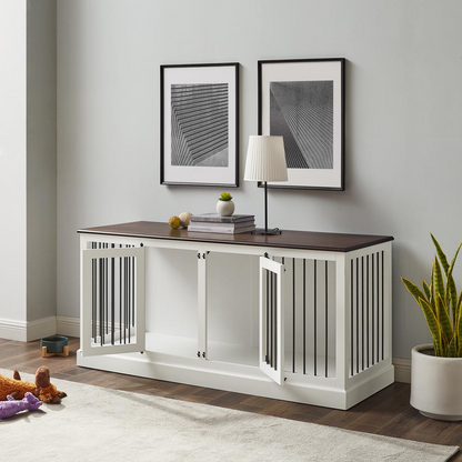 Winslow Medium Credenza Pet Crate - White/Dark Brown