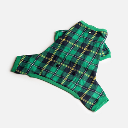 Pijama para perro a cuadros - Verde