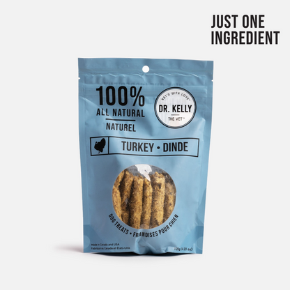 4-Pack Dr. Kelly The Vet 100% Natural Dog Treats - Turkey, 120g Each