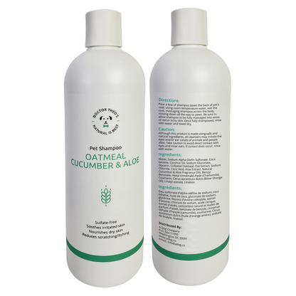 Dr. Theo's Dog Shampoo - Oatmeal, Cucumber & Aloe - 16 oz (2-Pack)