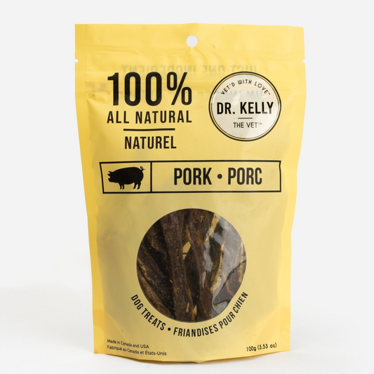 4-Pack Dr. Kelly The Vet 100% Natural Dog Treats - Pork, 100g Each