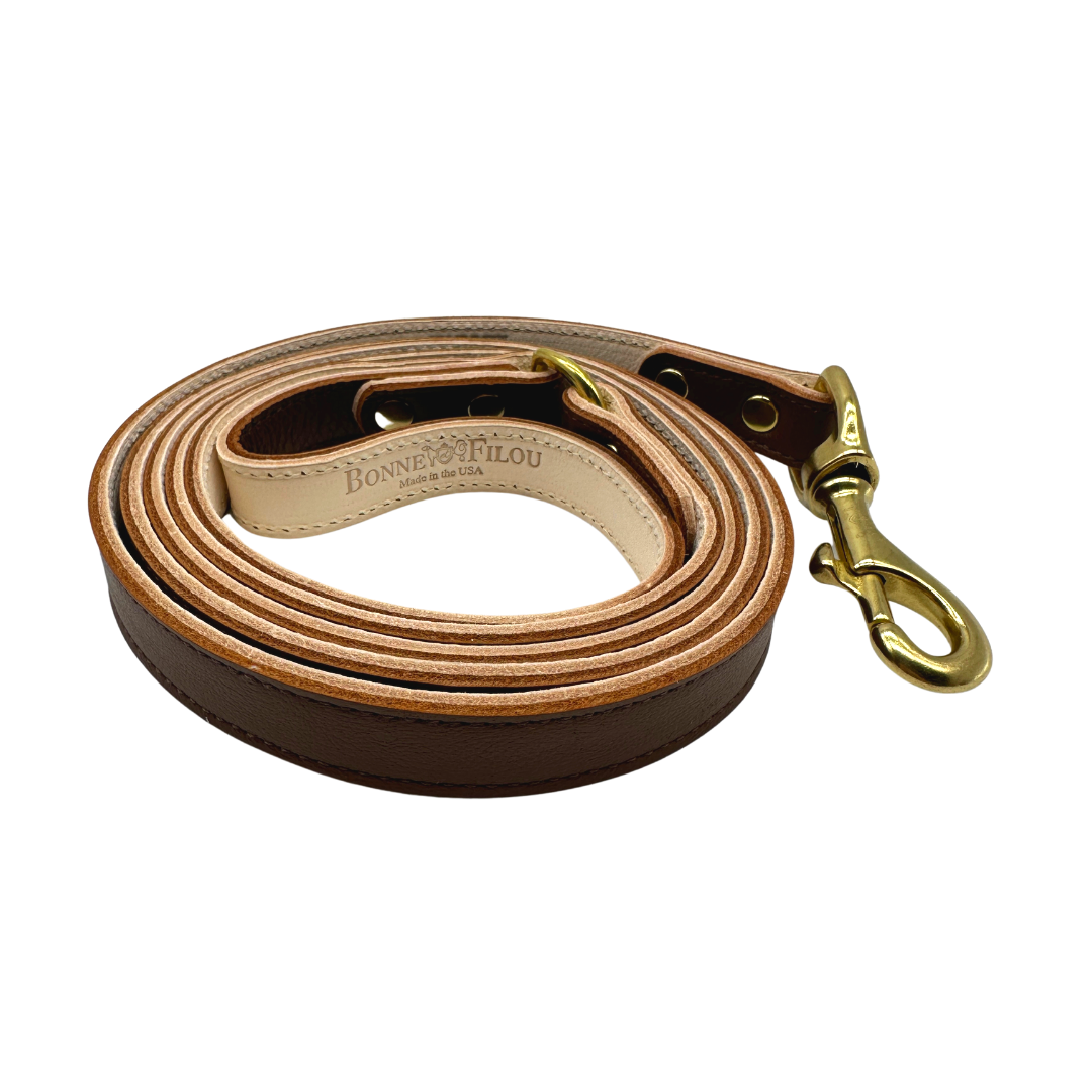 Bonne et Filou Plain Leather Dog Leashes