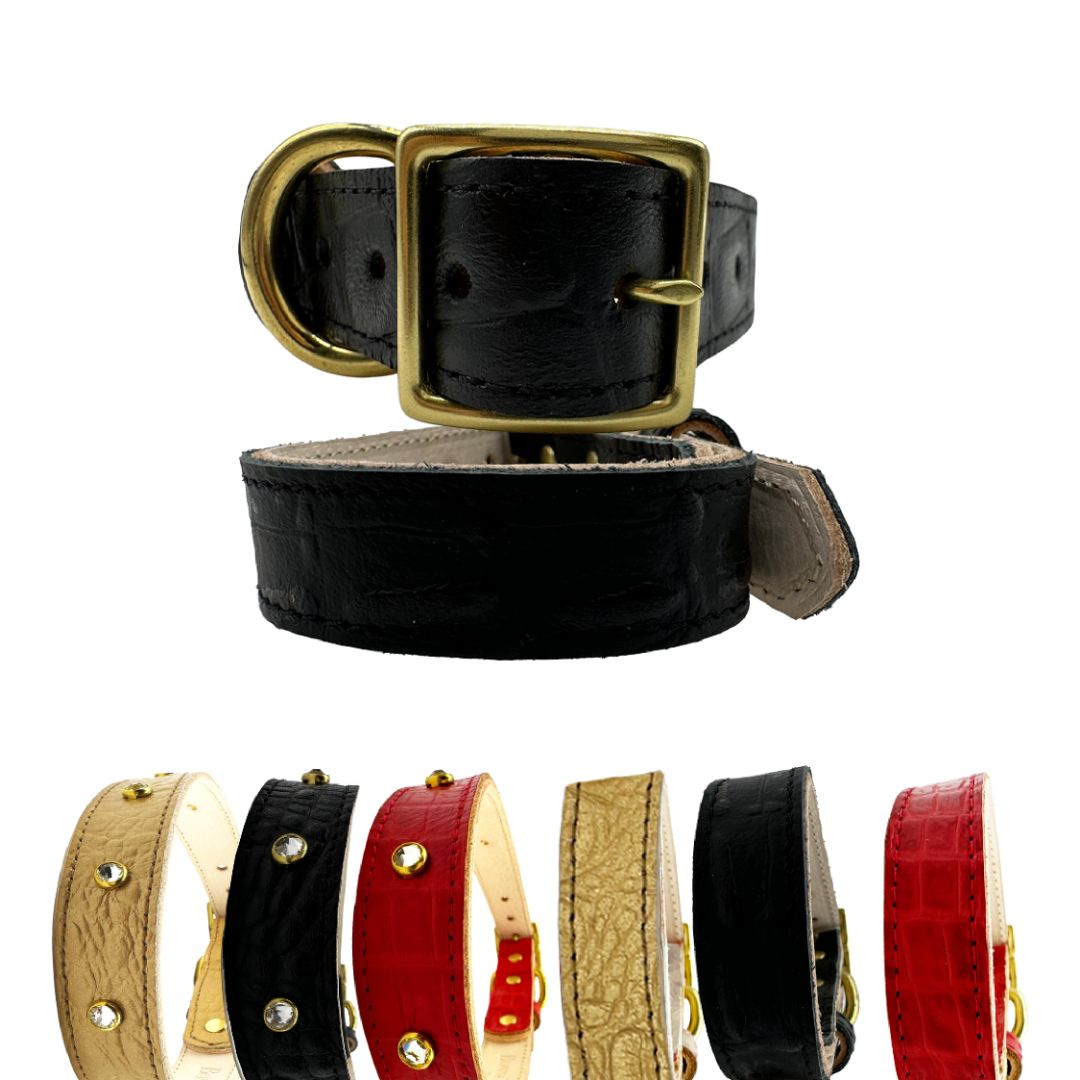 Bonne et Filou Premium Croc Leather Dog Collar