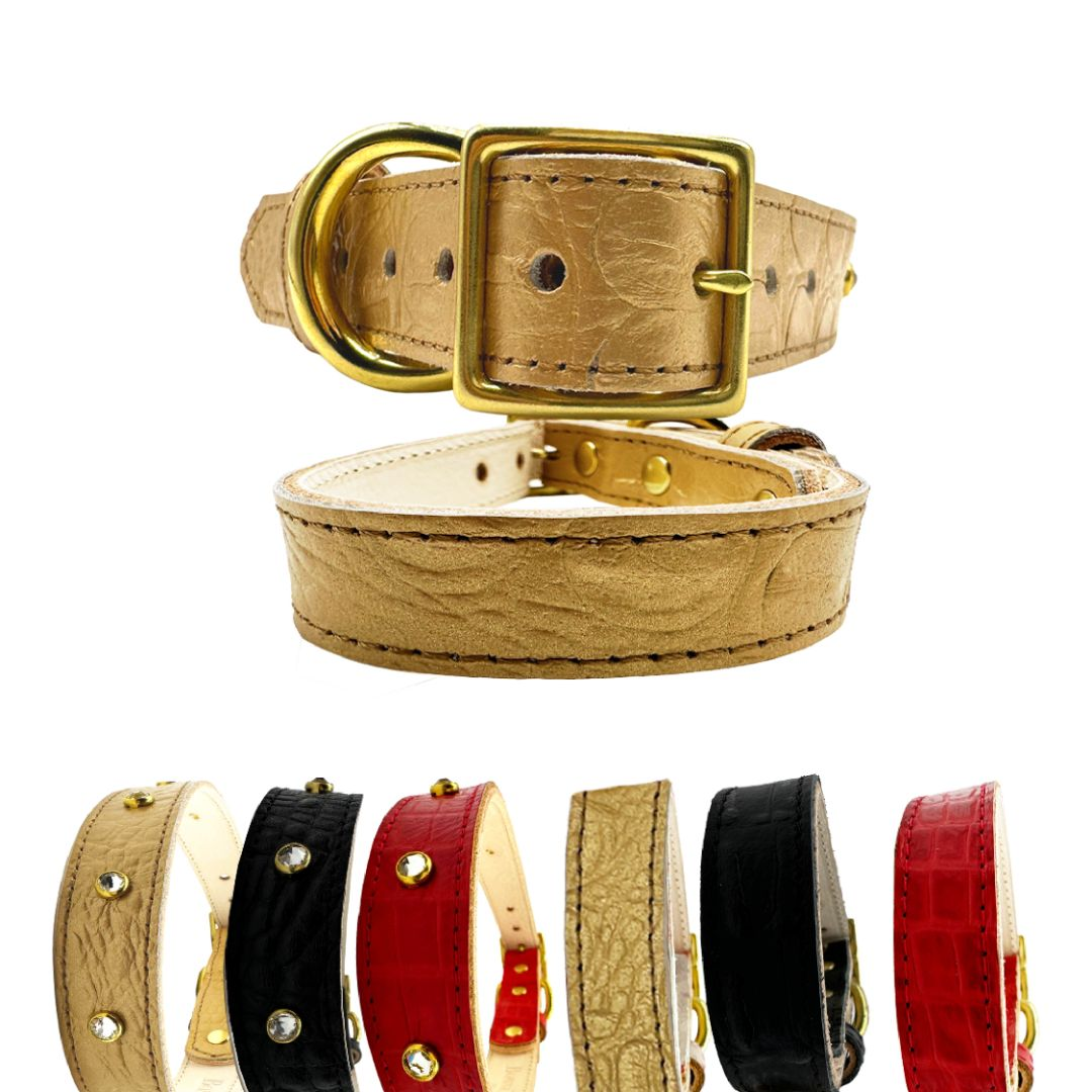 Bonne et Filou Premium Croc Leather Dog Collar